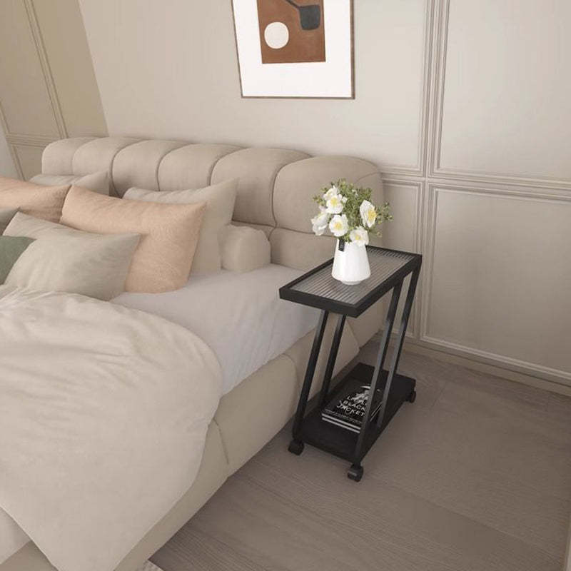 Contemporary Tempered Glass 2-Tier Nightstand