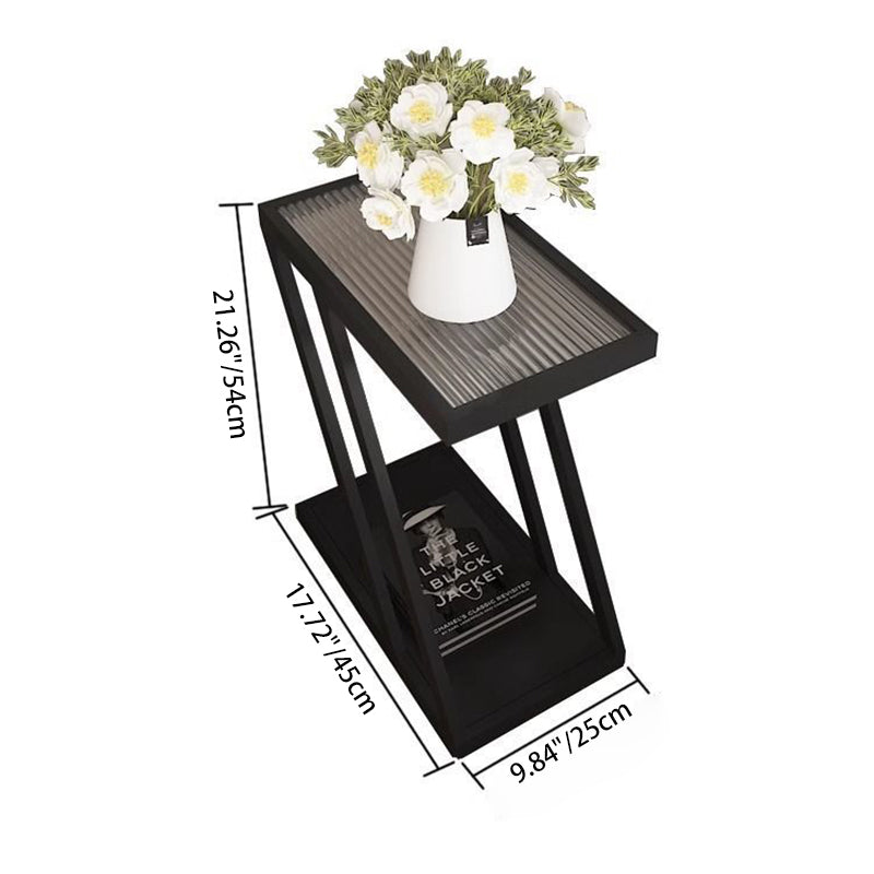 Contemporary Tempered Glass 2-Tier Nightstand