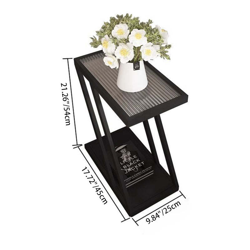 Contemporary Tempered Glass 2-Tier Nightstand