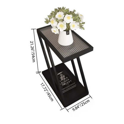 Contemporary Tempered Glass 2-Tier Nightstand