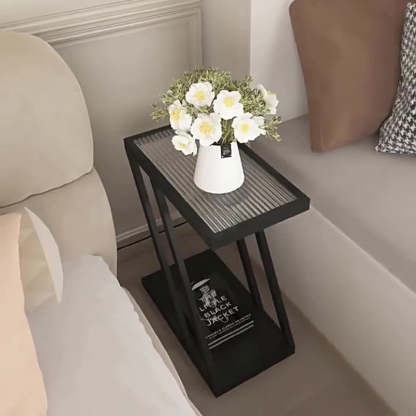Contemporary Tempered Glass 2-Tier Nightstand