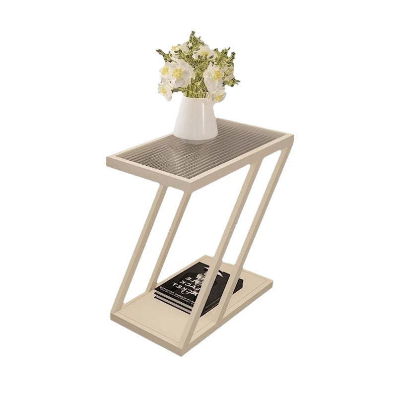 Contemporary Tempered Glass 2-Tier Nightstand