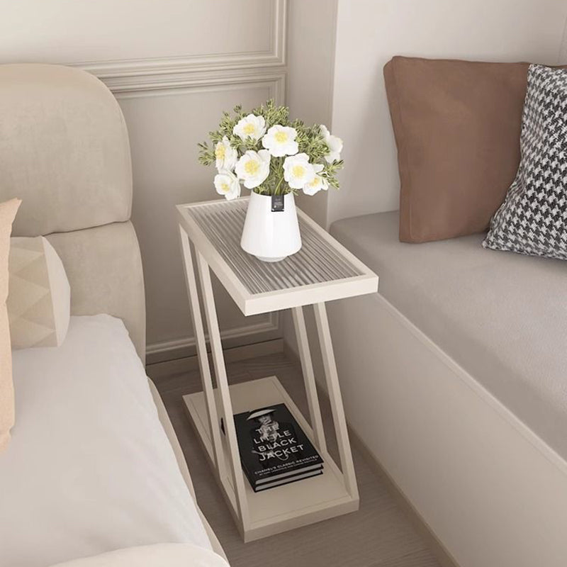 Contemporary Tempered Glass 2-Tier Nightstand