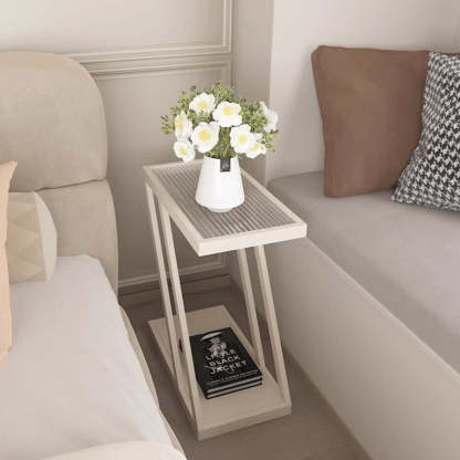 Contemporary Tempered Glass 2-Tier Nightstand