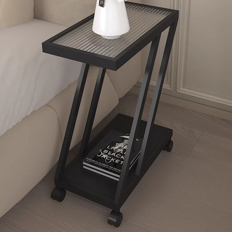 Contemporary Tempered Glass 2-Tier Nightstand
