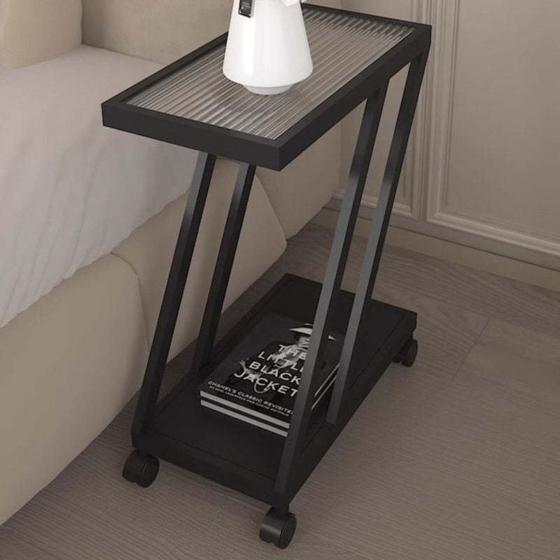 Contemporary Tempered Glass 2-Tier Nightstand