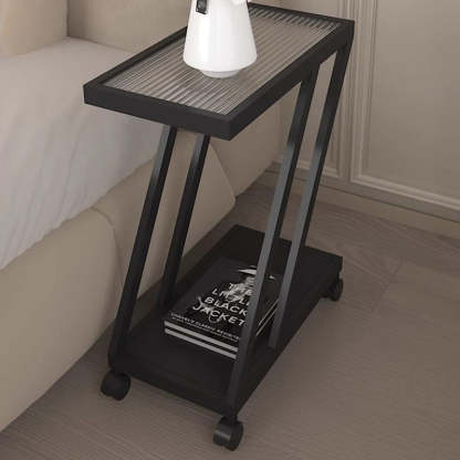 Contemporary Tempered Glass 2-Tier Nightstand