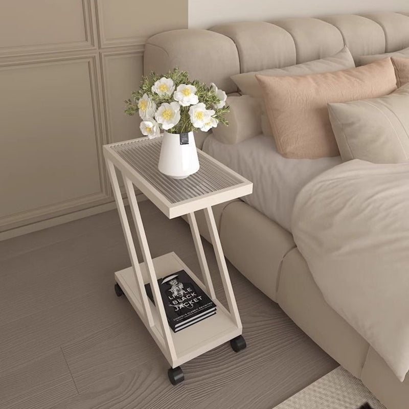 Contemporary Tempered Glass 2-Tier Nightstand