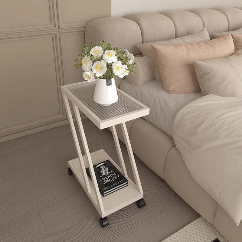 Contemporary Tempered Glass 2-Tier Nightstand