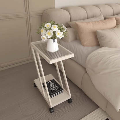 Contemporary Tempered Glass 2-Tier Nightstand