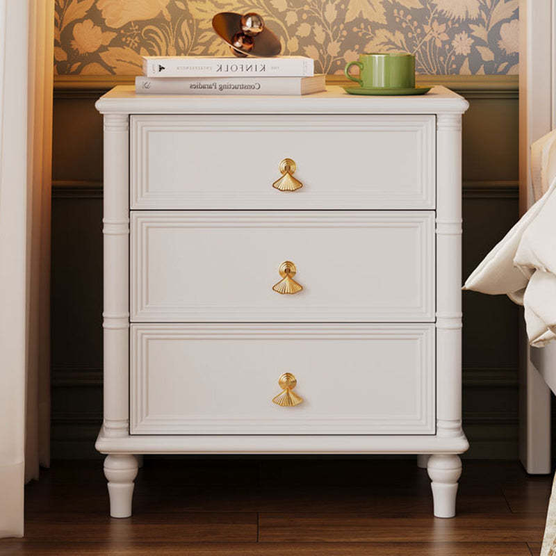 Contemporary Cube Wood 3-Drawer Nightstand — Walnut Wood Color