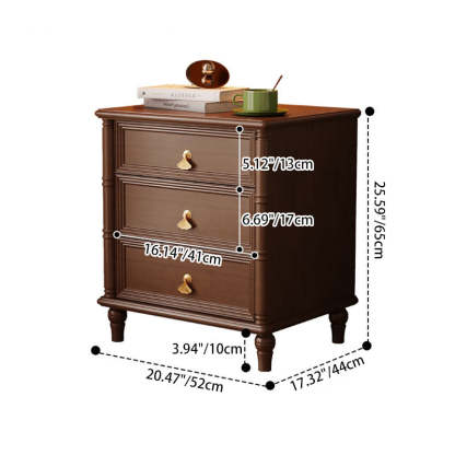 Contemporary Cube Wood 3-Drawer Nightstand