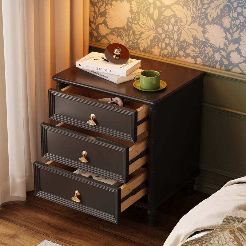 Contemporary Cube Wood 3-Drawer Nightstand