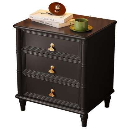 Contemporary Cube Wood 3-Drawer Nightstand