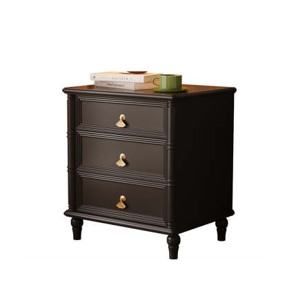 Contemporary Cube Wood 3-Drawer Nightstand