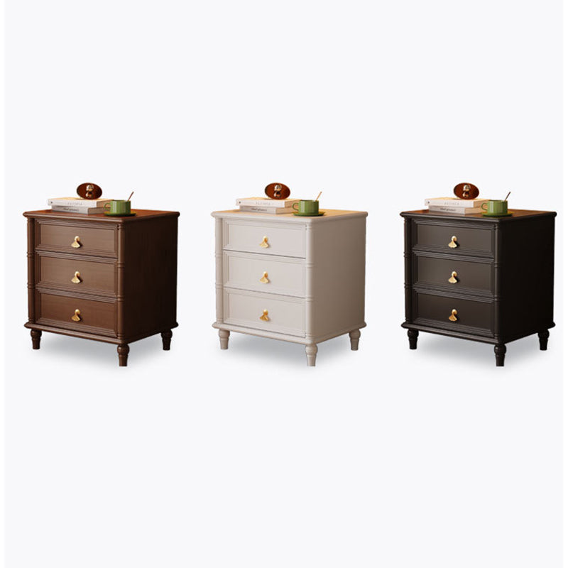 Contemporary Cube Wood 3-Drawer Nightstand