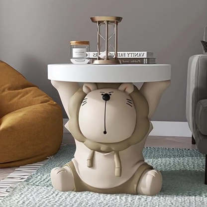 Lion Resin Round Side Table