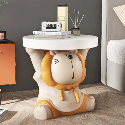 Lion Resin Round Side Table