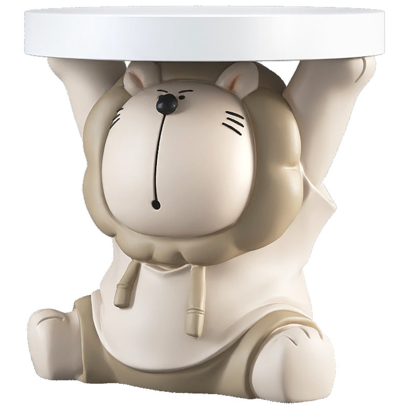 Lion Resin Round Side Table