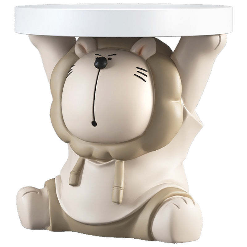 Lion Resin Round Side Table
