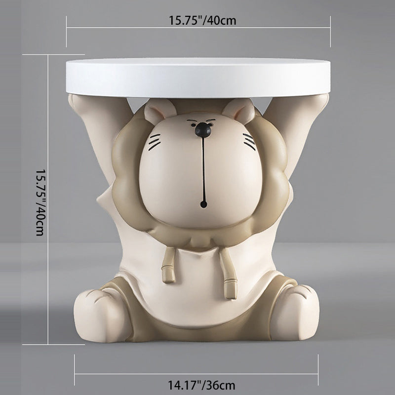 Lion Resin Round Side Table