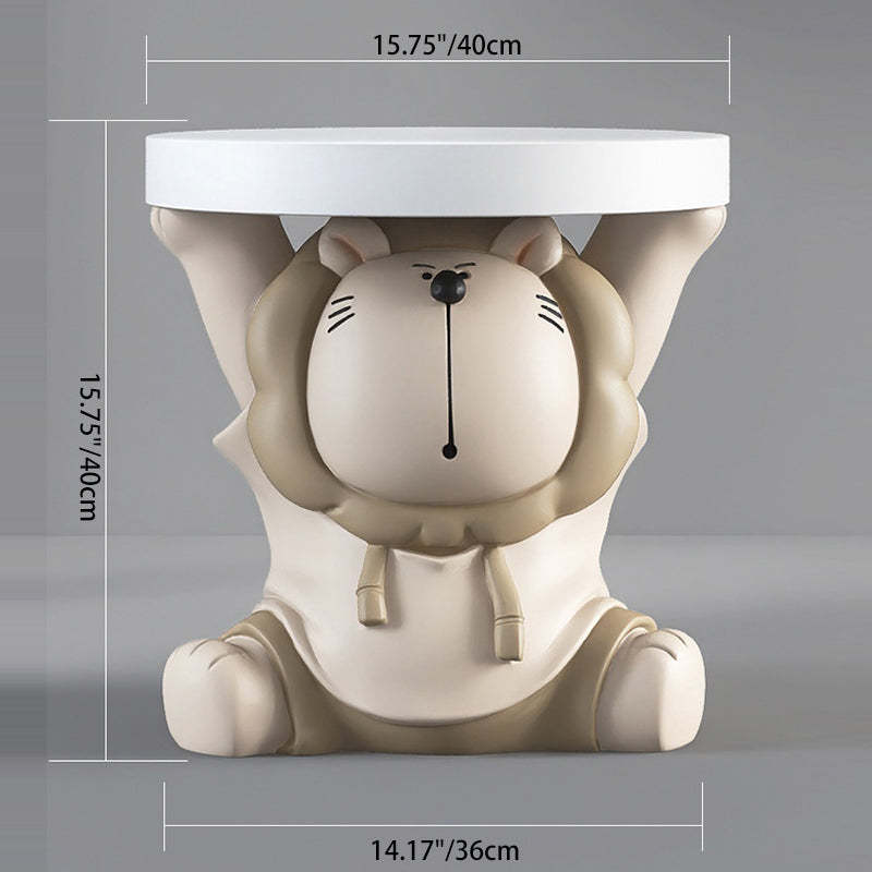 Lion Resin Round Side Table