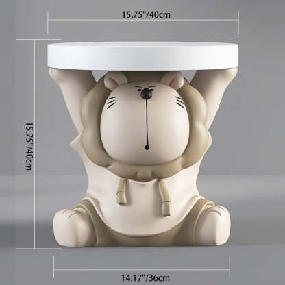 Lion Resin Round Side Table