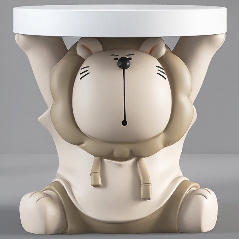 Lion Resin Round Side Table