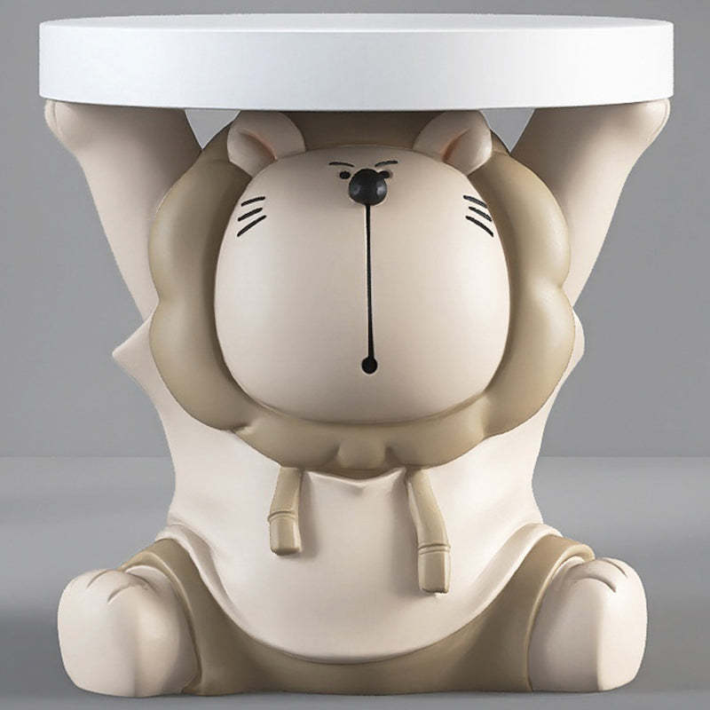Lion Resin Round Side Table