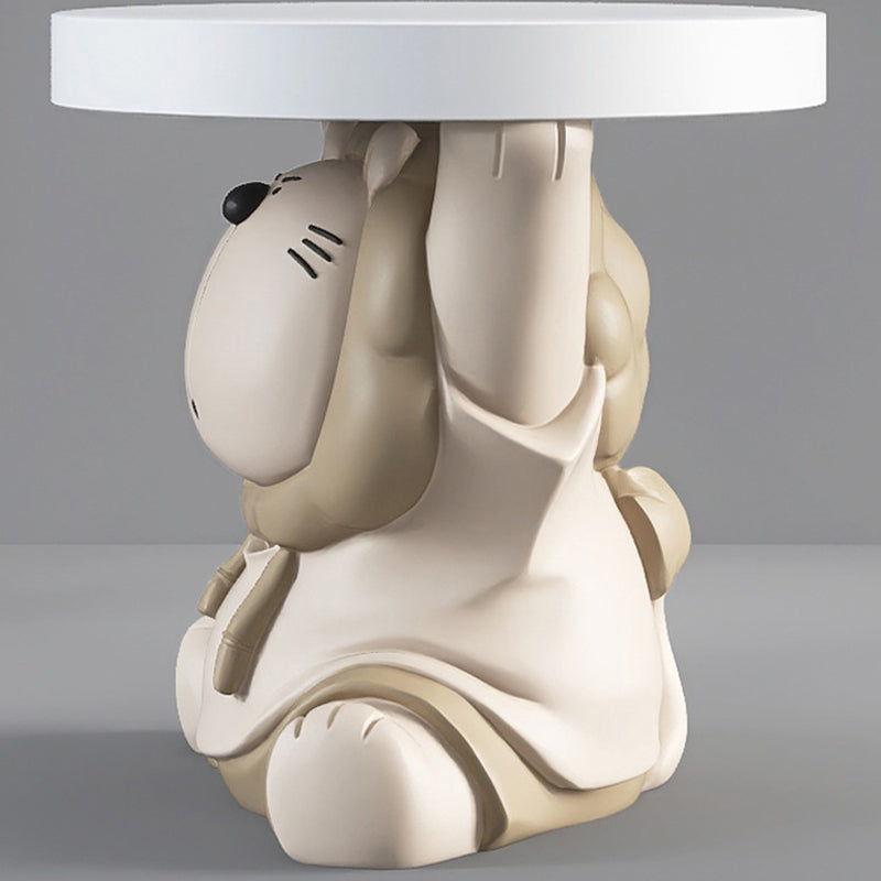 Lion Resin Round Side Table