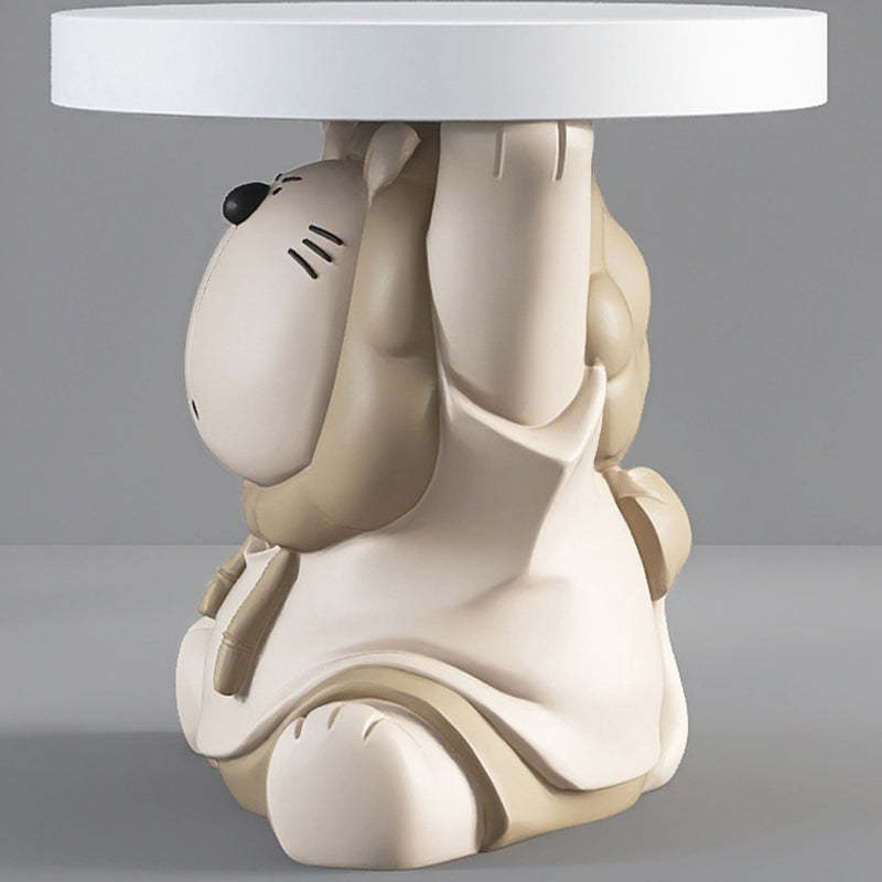 Lion Resin Round Side Table