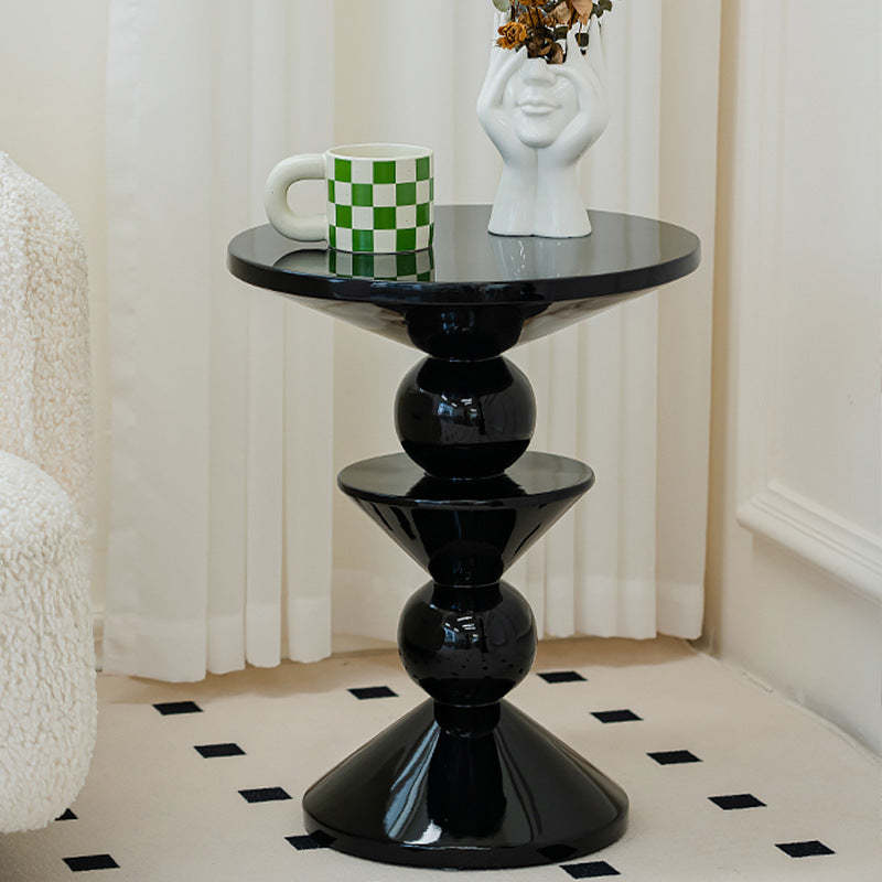 Nordic FRP Geometric Round Side Table — Black