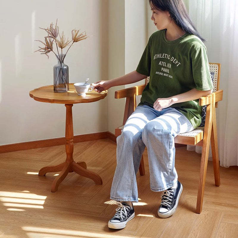 Japanese Cherry Wood Flower Coffee Table