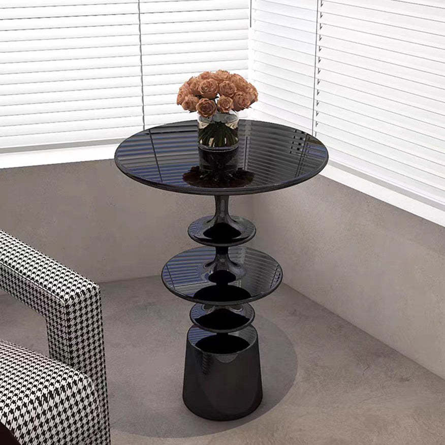 Nordic Round-Top Side Table — Black