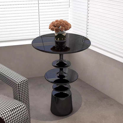 Nordic Round-Top Side Table — Black