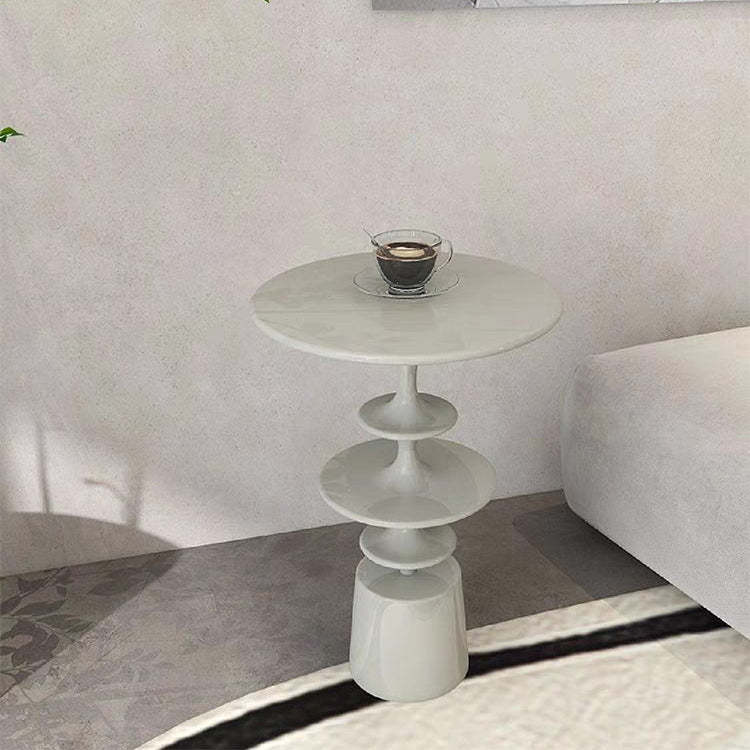 Nordic round-top ceramic wood end & side tables