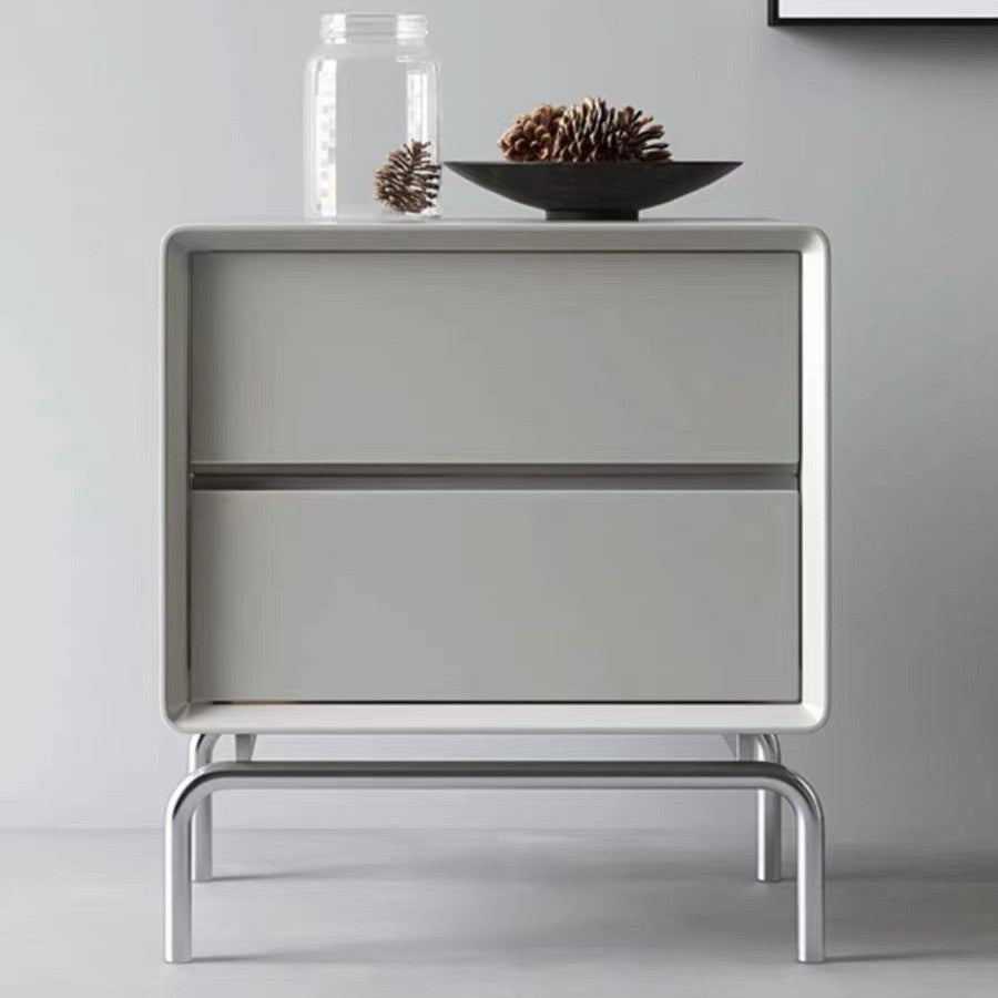 Luxury Cube Wood Nightstand 2-Drawer