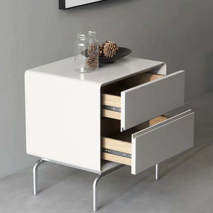 Luxury Cube Wood Nightstand 2-Drawer