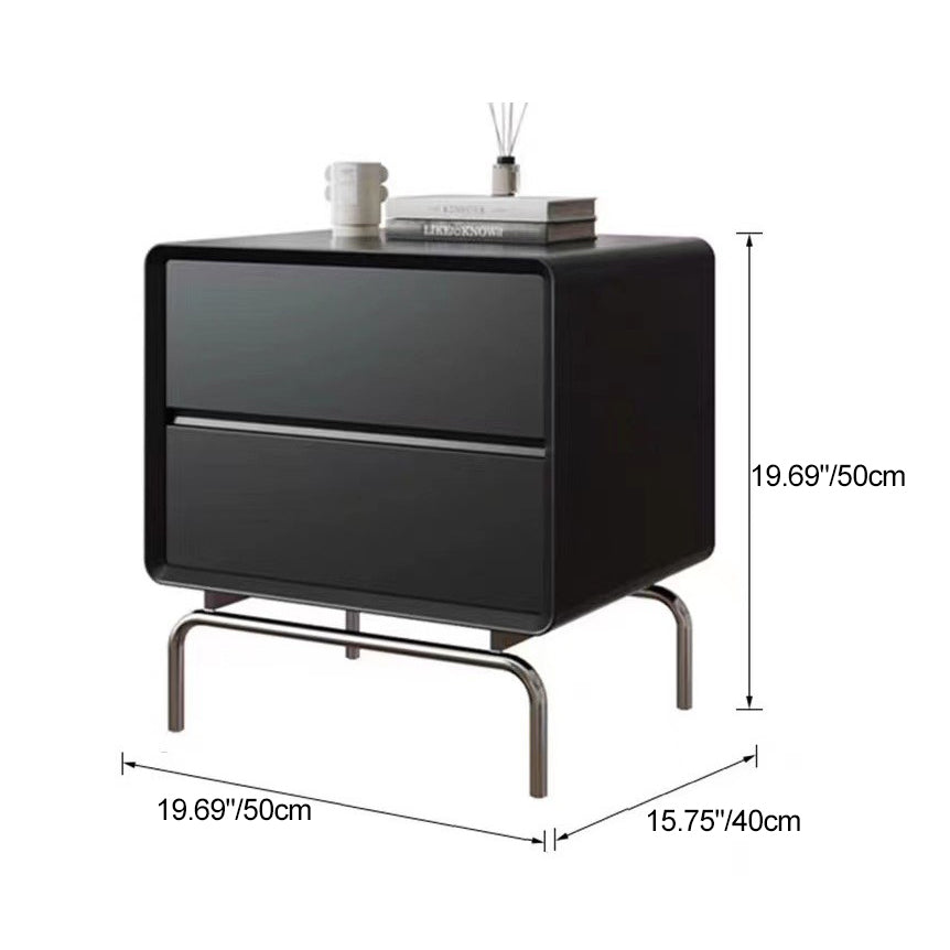 Luxury Cube Wood Nightstand 2-Drawer