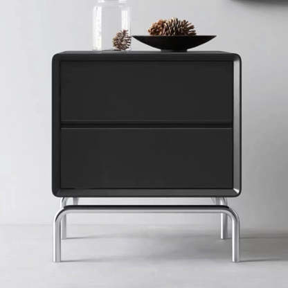 Luxury Cube Wood Nightstand 2-Drawer — White
