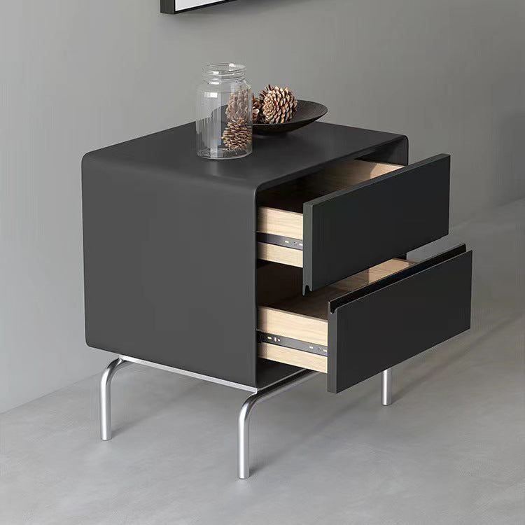 Luxury Cube Wood Nightstand 2-Drawer
