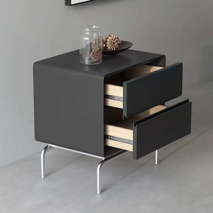 Luxury Cube Wood Nightstand 2-Drawer