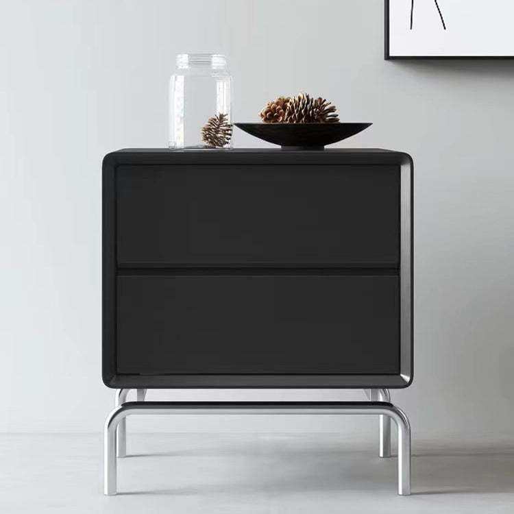 Luxury Cube Wood Nightstand 2-Drawer