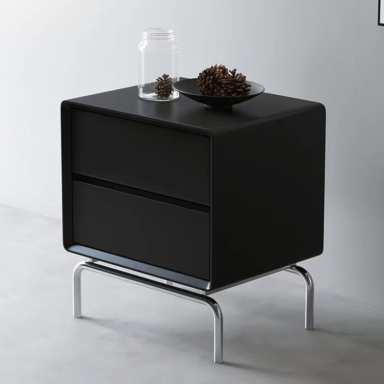 Luxury Cube Wood Nightstand 2-Drawer
