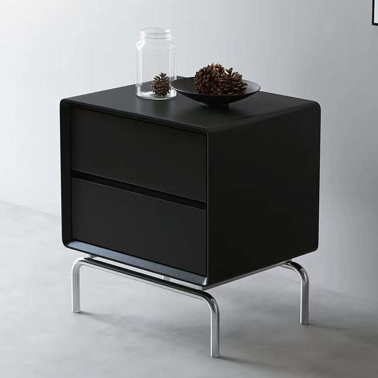 Luxury cube 2-drawer black nightstands