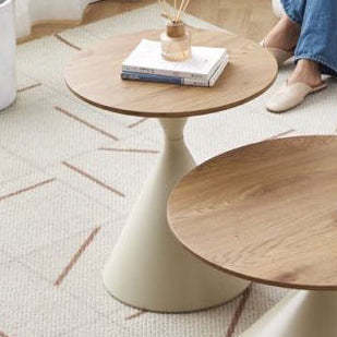 Nordic Wood Grain Steel Funnel Coffee Table