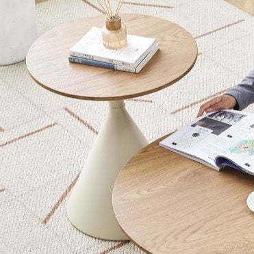 Nordic Wood Grain Steel Funnel Coffee Table