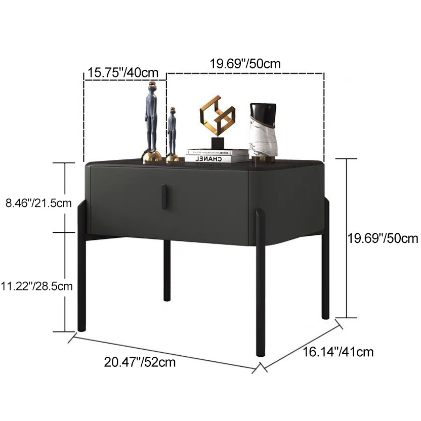 Contemporary Tempered Glass 1-Drawer Nightstand