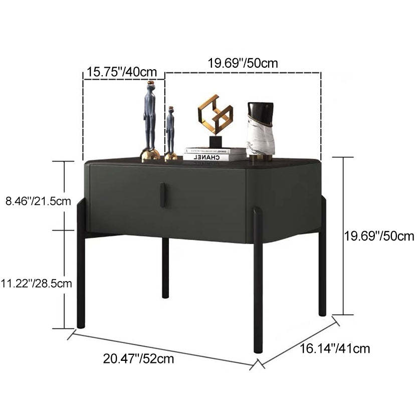 Contemporary Tempered Glass 1-Drawer Nightstand