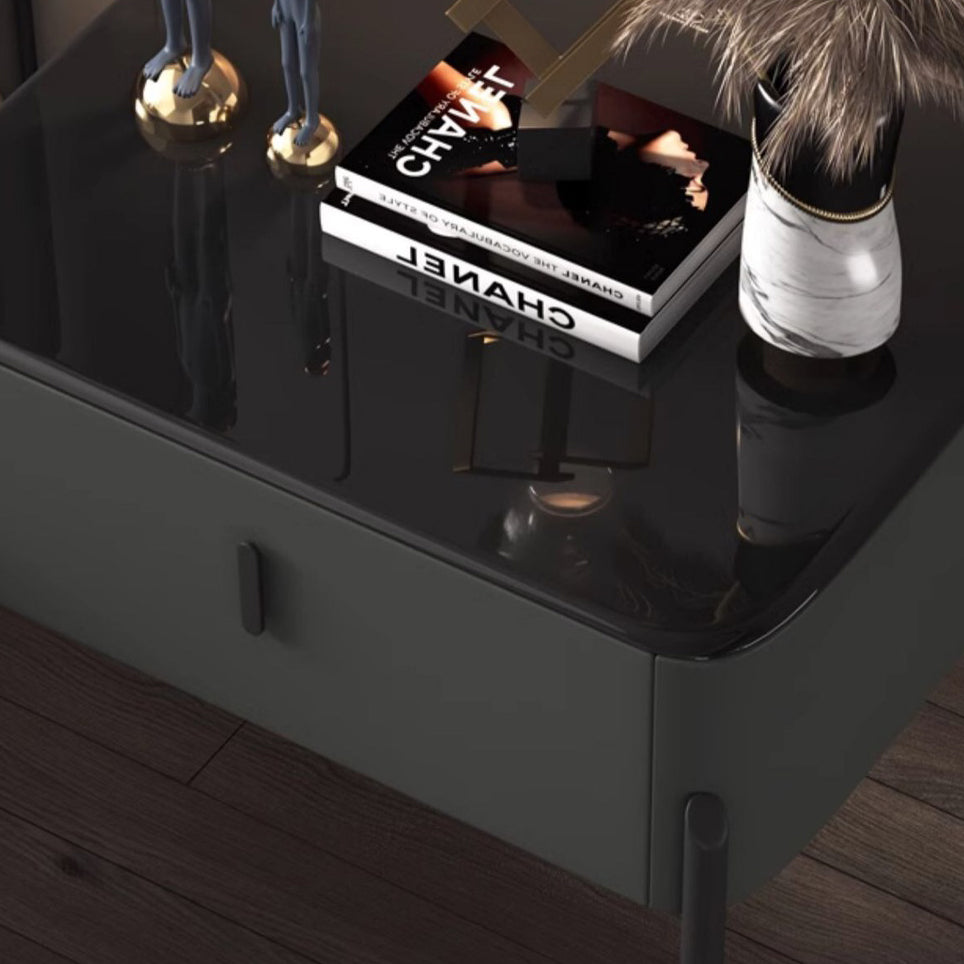 Contemporary Tempered Glass 1-Drawer Nightstand